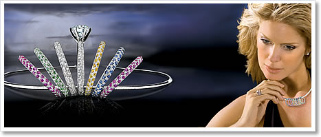 Micro pave eternity rings in sapphire, ruby, tsavorite, or diamonds.