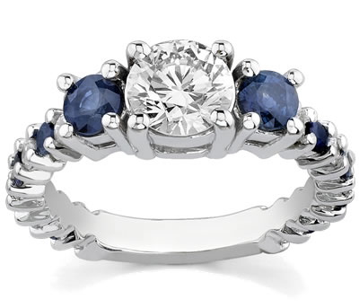 Platinum Diamond And Sapphire Engagement Setting 132 Ctw 