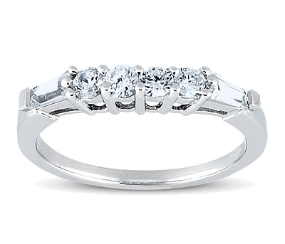 Brilliant Round and Baguette Diamond Wedding Band 