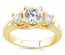 gold three stone diamond rings