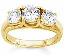 gold three stone diamond rings