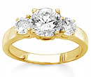 gold three stone diamond rings