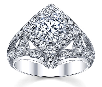 gold diamond engagement ring side diamonds