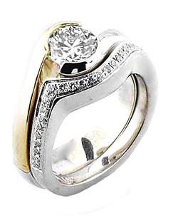 Tension set engagement ring shop with wedding band