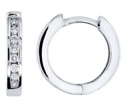 White Gold Channel Set Diamond Earrings